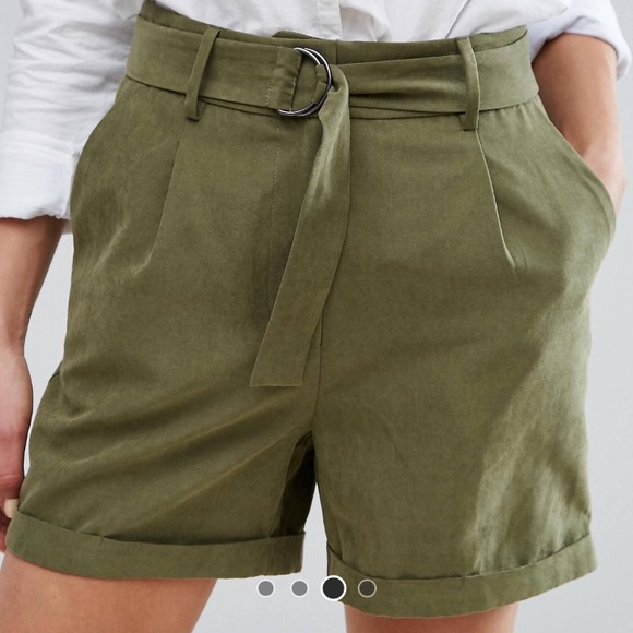 Vero moda green high rise shorts with buckle belt - Picture 5 of 7